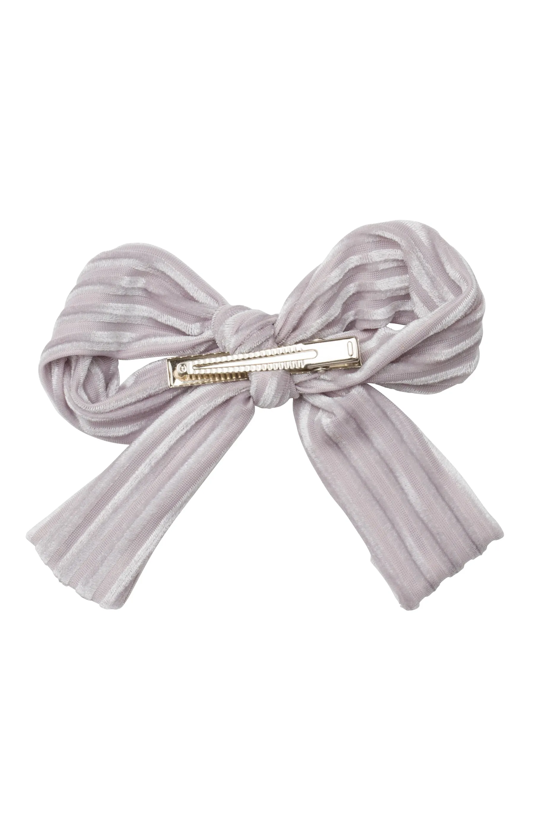 Party Bow Clip - Silver Velvet Stripe