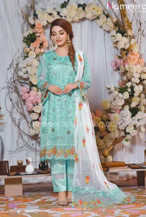 Party Pakistani Dress In Blue Color By Designer #PF238