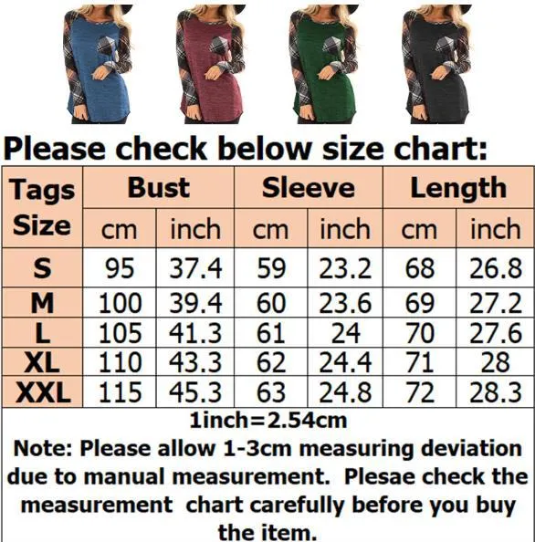 Patch Pocket Raglan Sleeve Plaid Top 2747