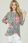 Plaid and Floral Knotted Top
