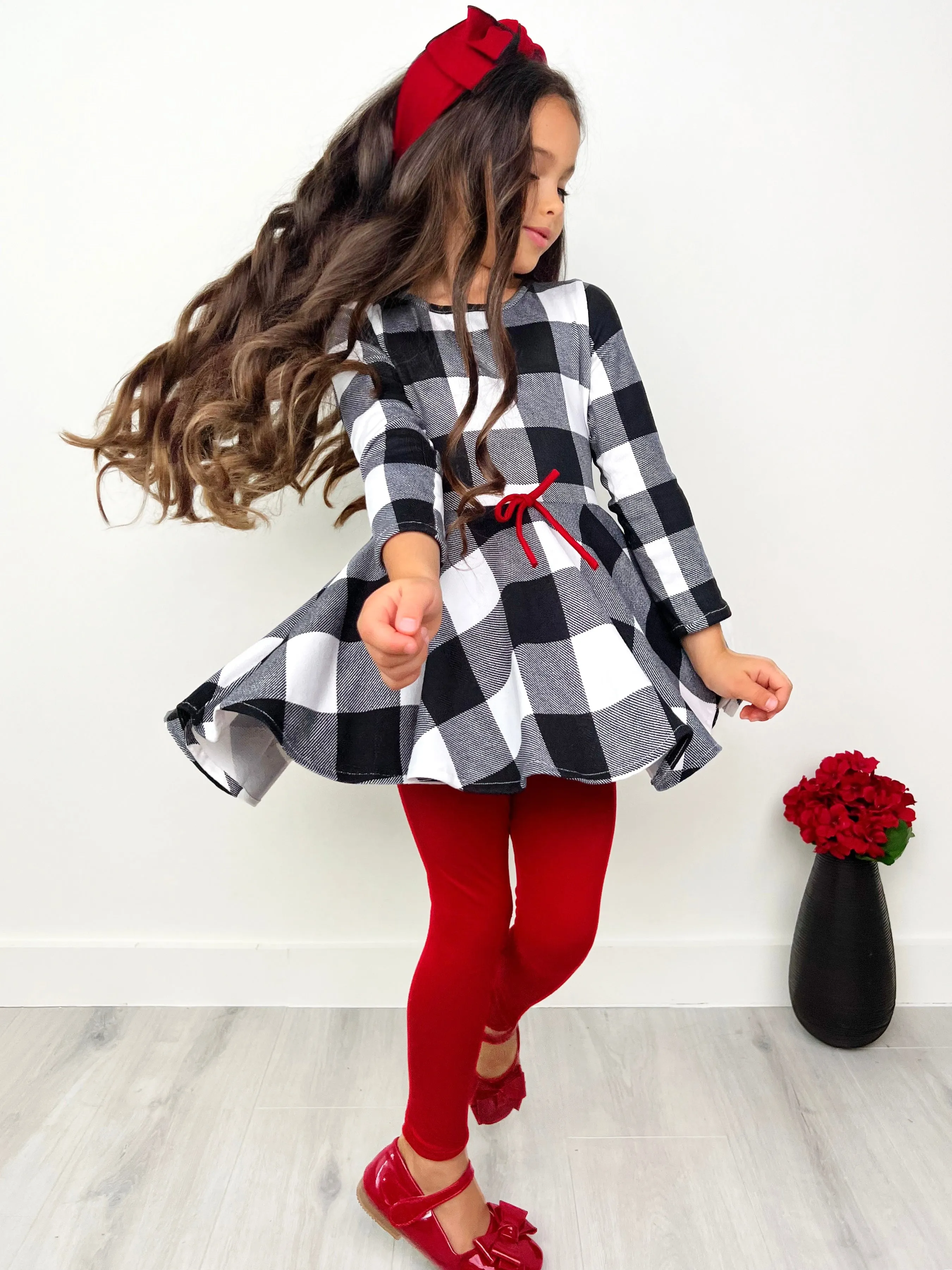 Plaid Hi-Lo Tunic and Legging Set