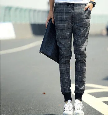 Plaid Men Pants 2015 Spring Hip Hop Fashion Joggers Sweatpants Harem Pants Men Slim Leisure Pants Men Pantalon Homme