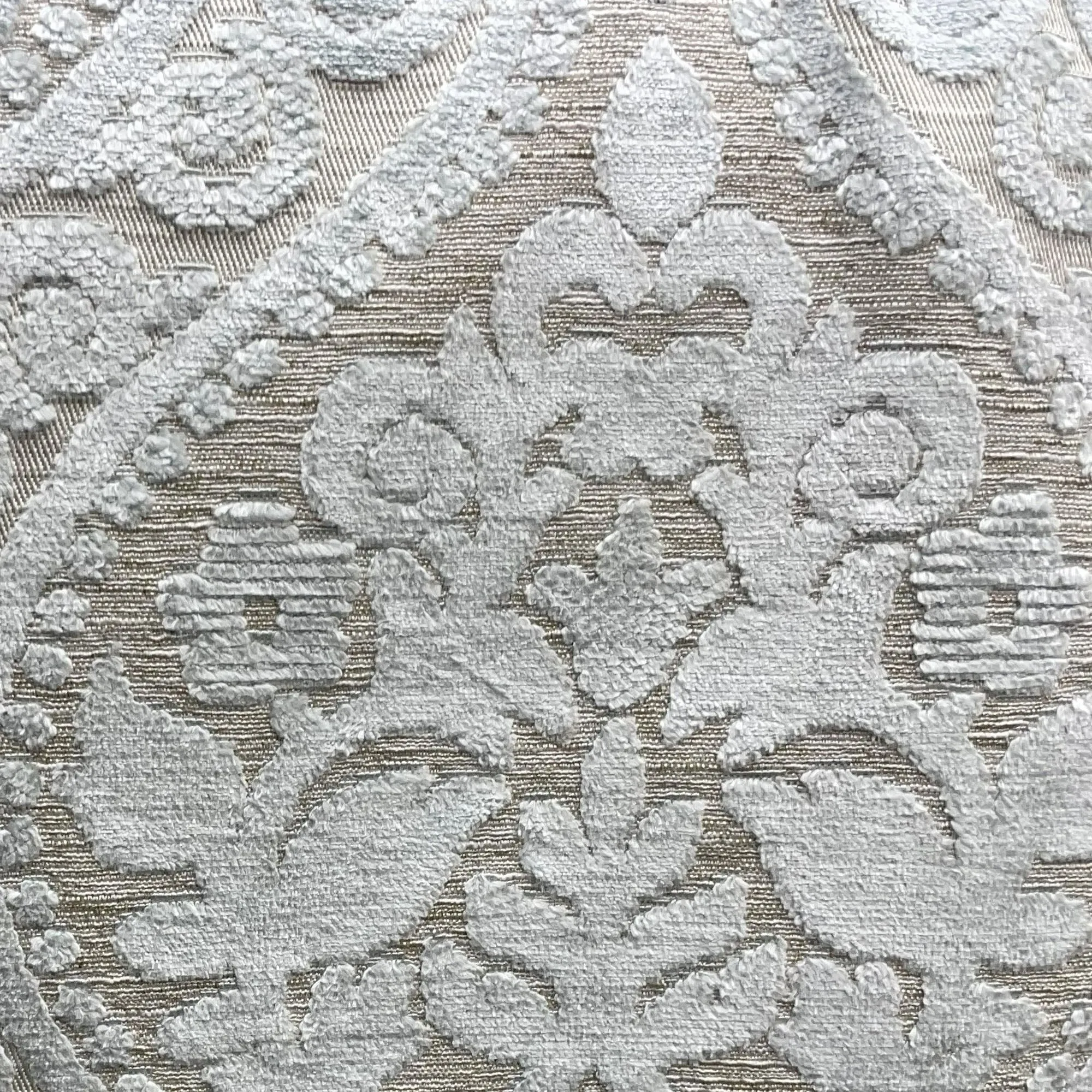 Plutus Versailles Grandeur Damask Gray Silver Velvet Luxury Throw Pillow