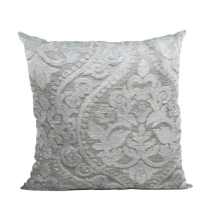 Plutus Versailles Grandeur Damask Gray Silver Velvet Luxury Throw Pillow