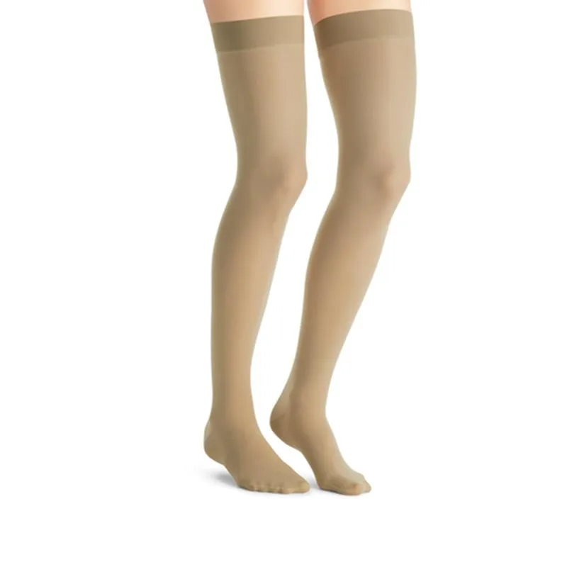 PR/1 JOBST ULTRASHEER WOMEN, THIGH HIGH W/SIL DOT BAND, 20-30MMHG, LG, NATURAL, CLOSED TOE