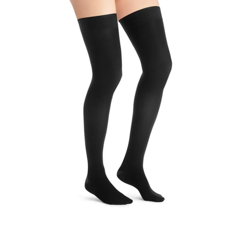 PR/1 JOBST ULTRASHEER WOMEN, THIGH HIGH W/SIL DOT BANDD, 15-20MMHG, LG, CLASSIC BLACK, CLOSED TOE