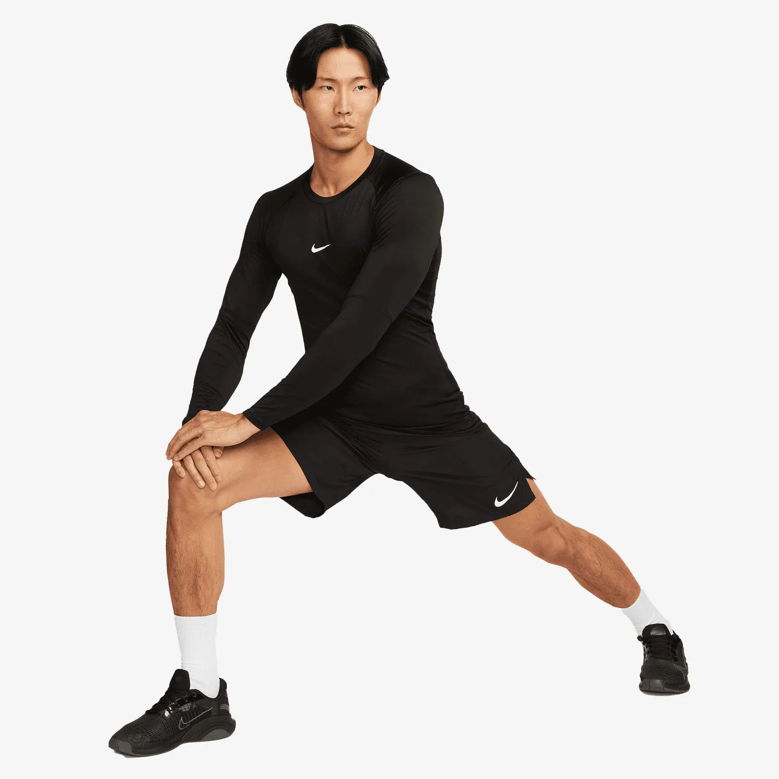 Pro Dri-FIT Long-Sleeve Compression Shirt - Black/White