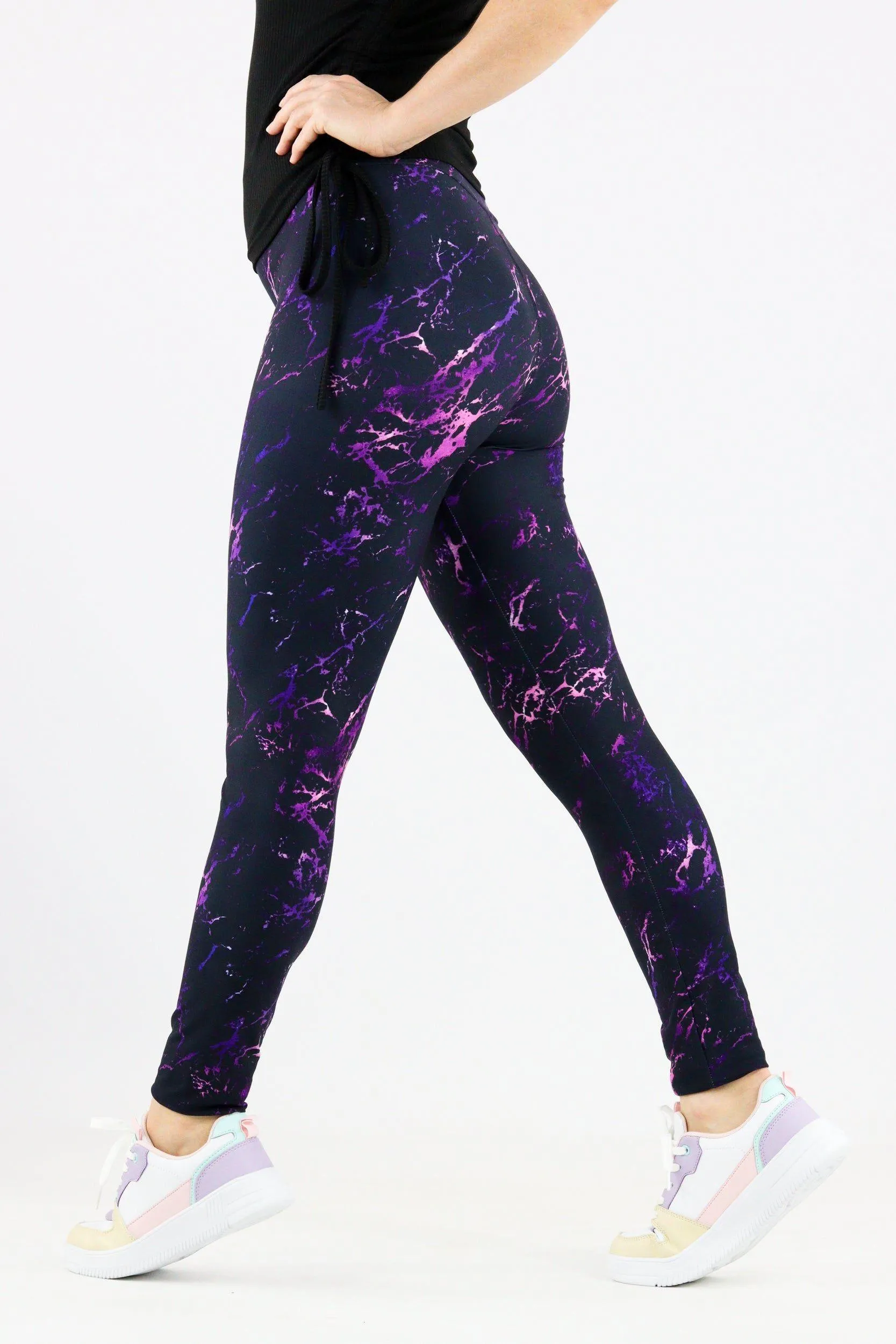 Purple Marble - Casual - Long Full Leggings