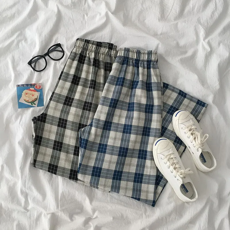 "BLUE/BLACK PLAID CASUAL" PANTS N031608