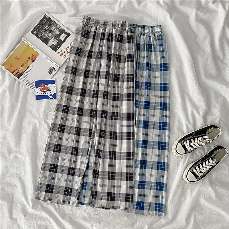 "BLUE/BLACK PLAID CASUAL" PANTS N031608