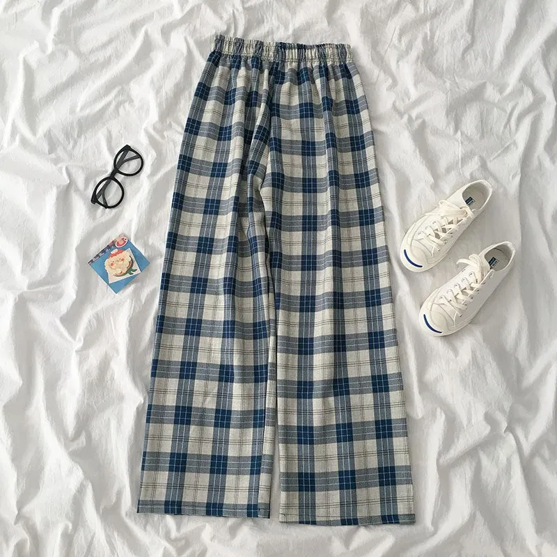 "BLUE/BLACK PLAID CASUAL" PANTS N031608