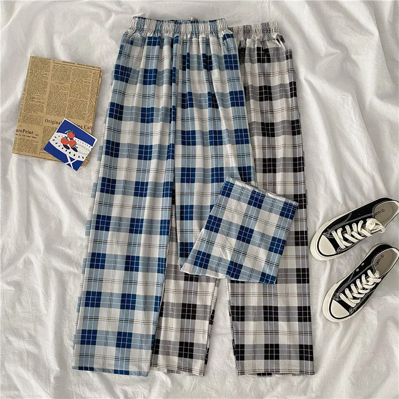 "BLUE/BLACK PLAID CASUAL" PANTS N031608