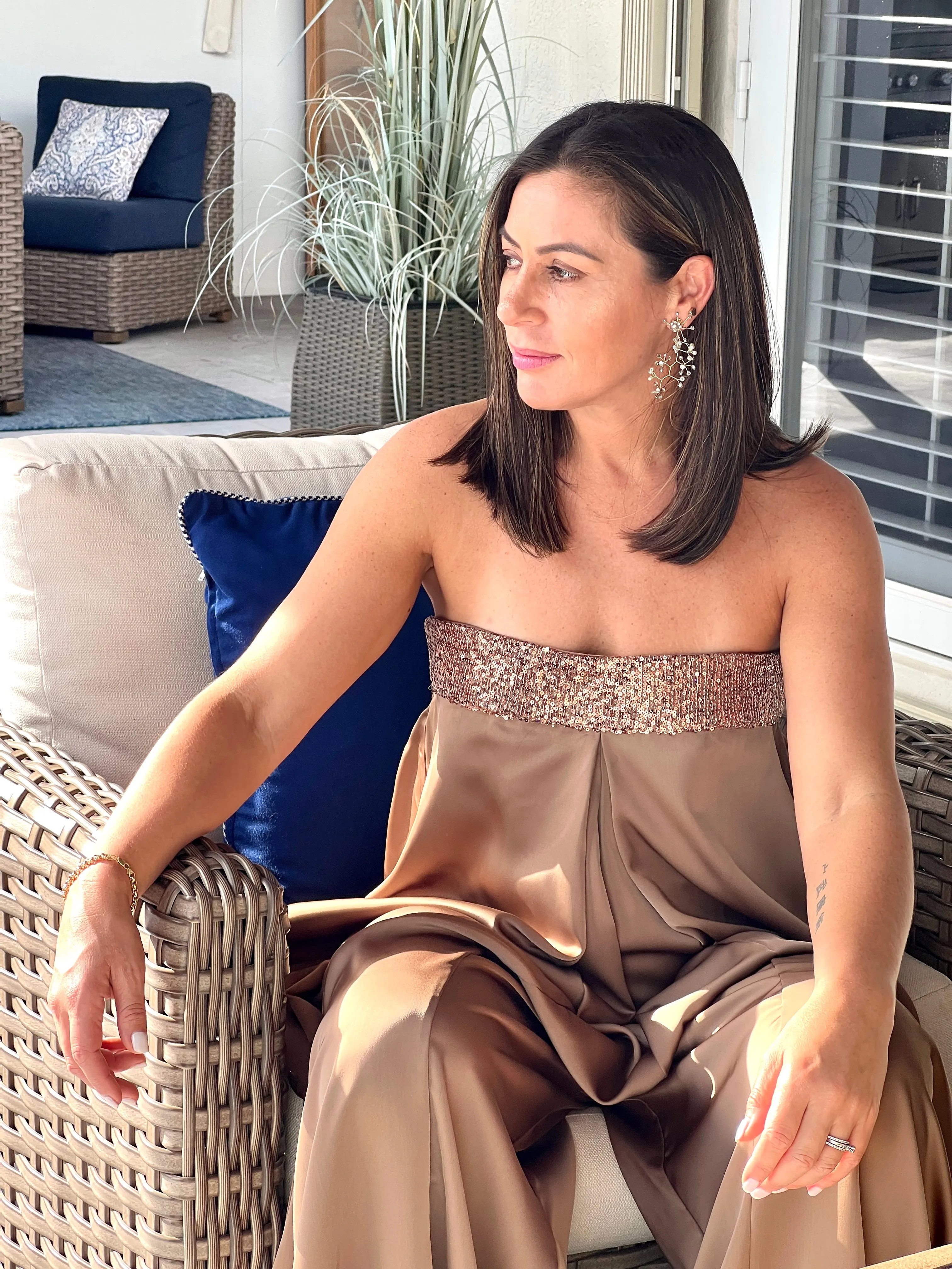 "Macarena" Strapless Wide Leg Jumpsuit