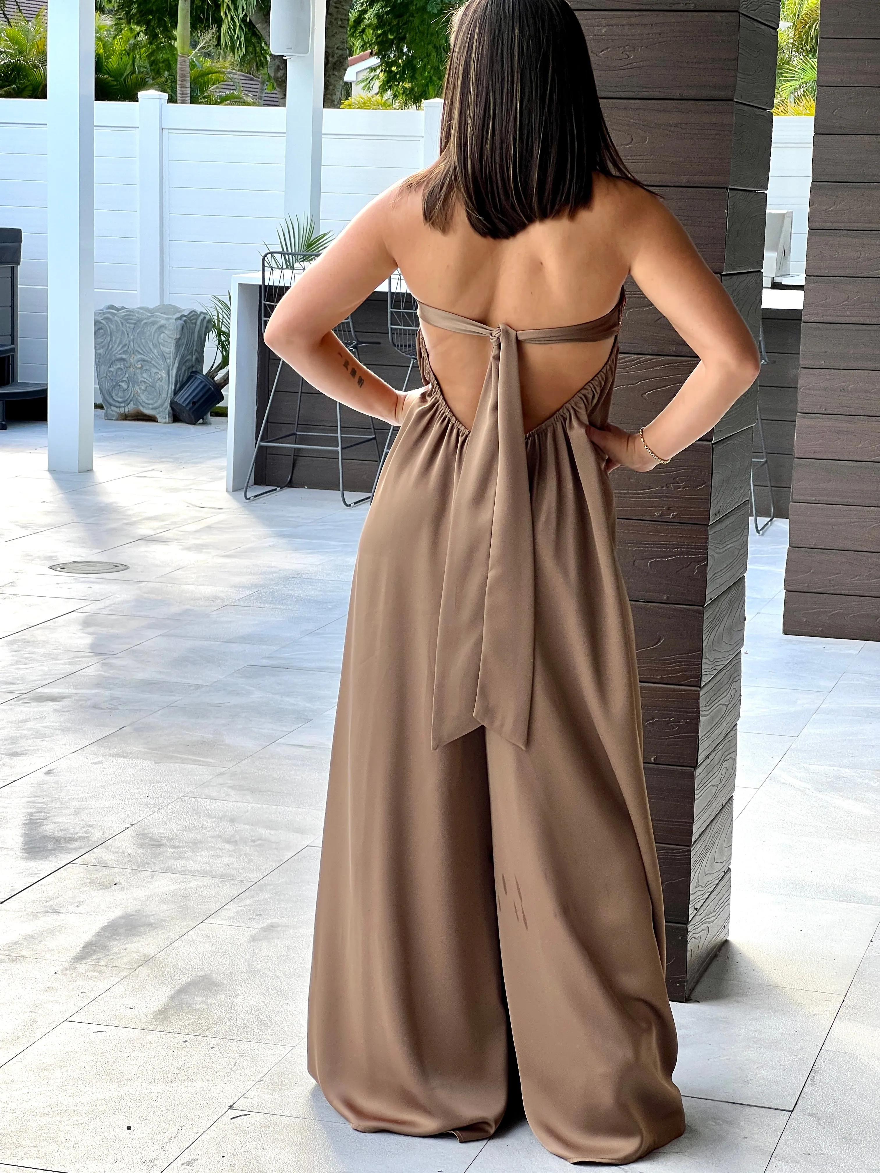 "Macarena" Strapless Wide Leg Jumpsuit