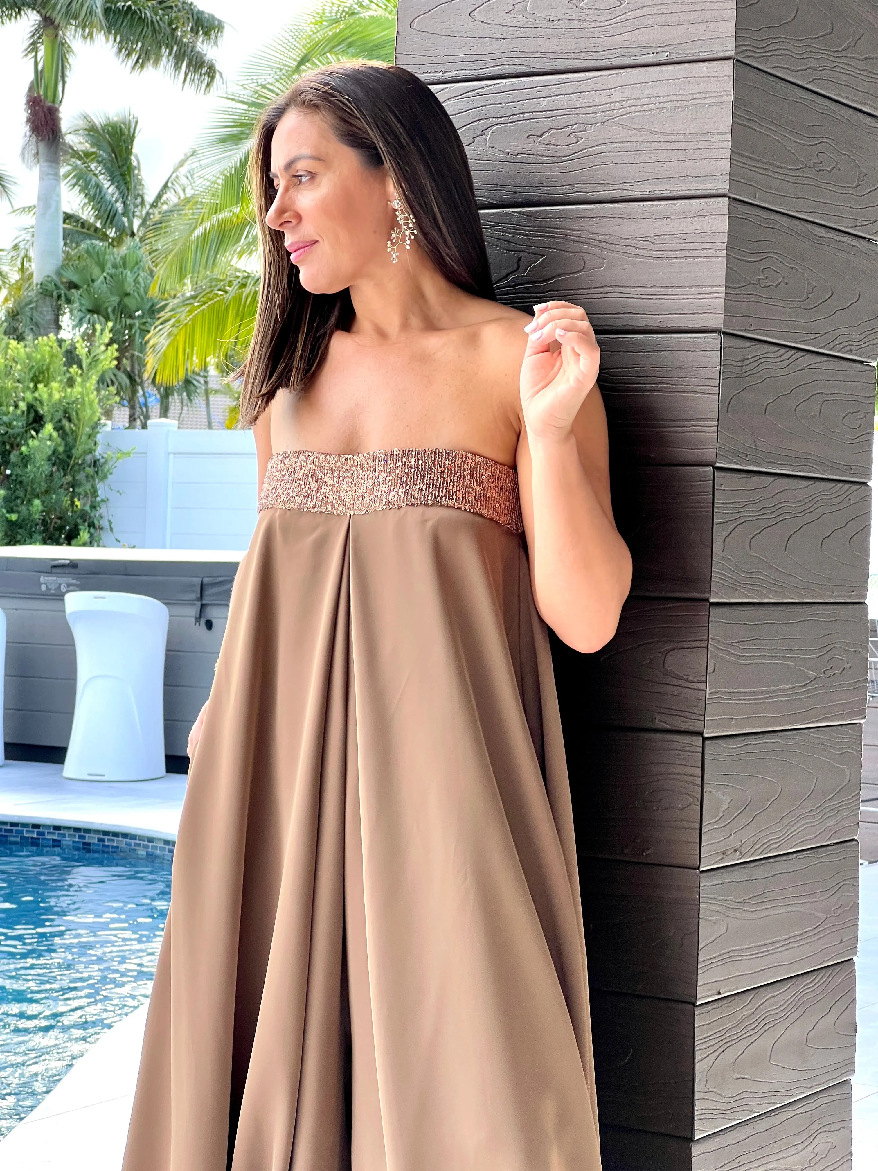 "Macarena" Strapless Wide Leg Jumpsuit