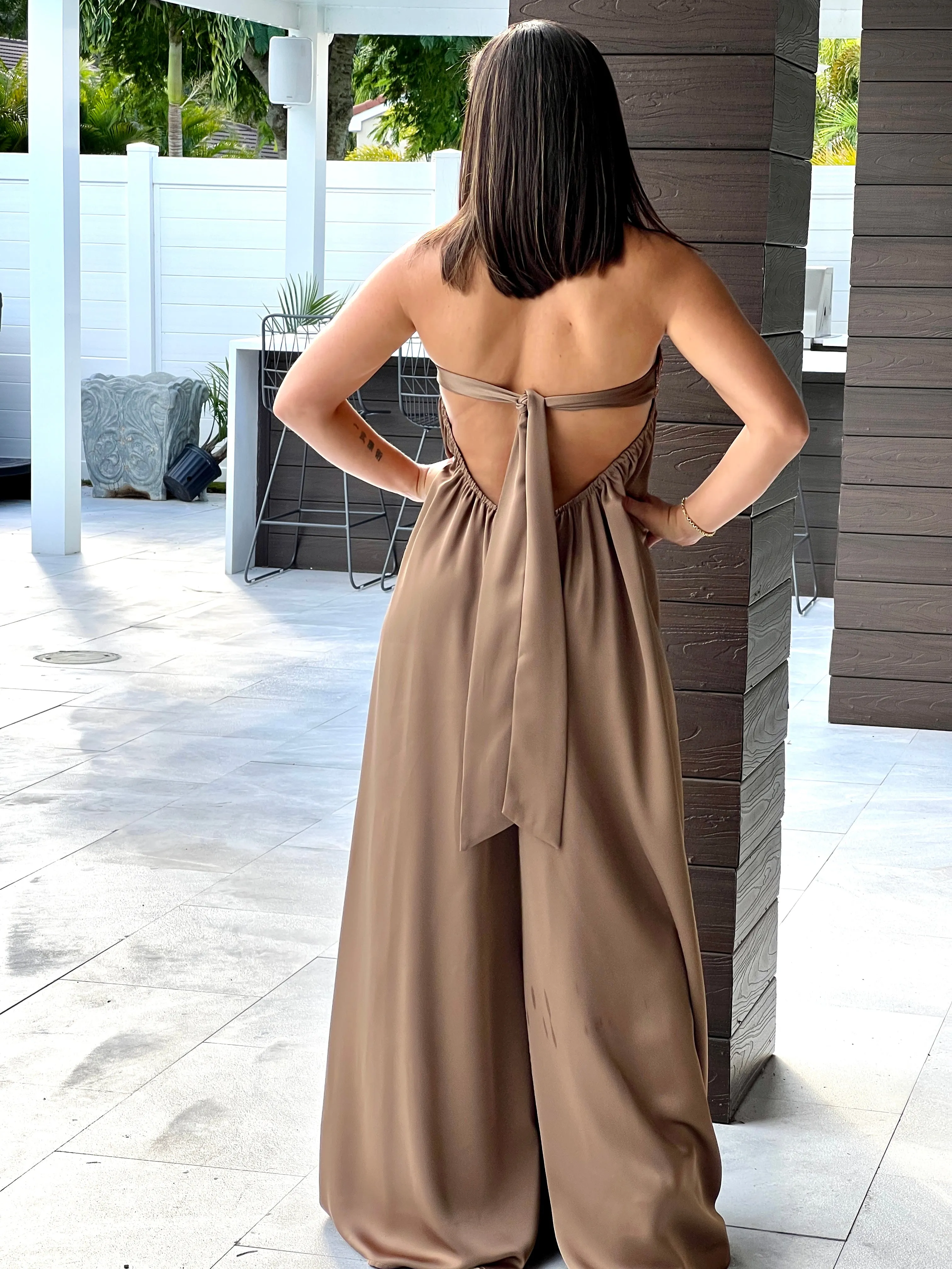 "Macarena" Strapless Wide Leg Jumpsuit