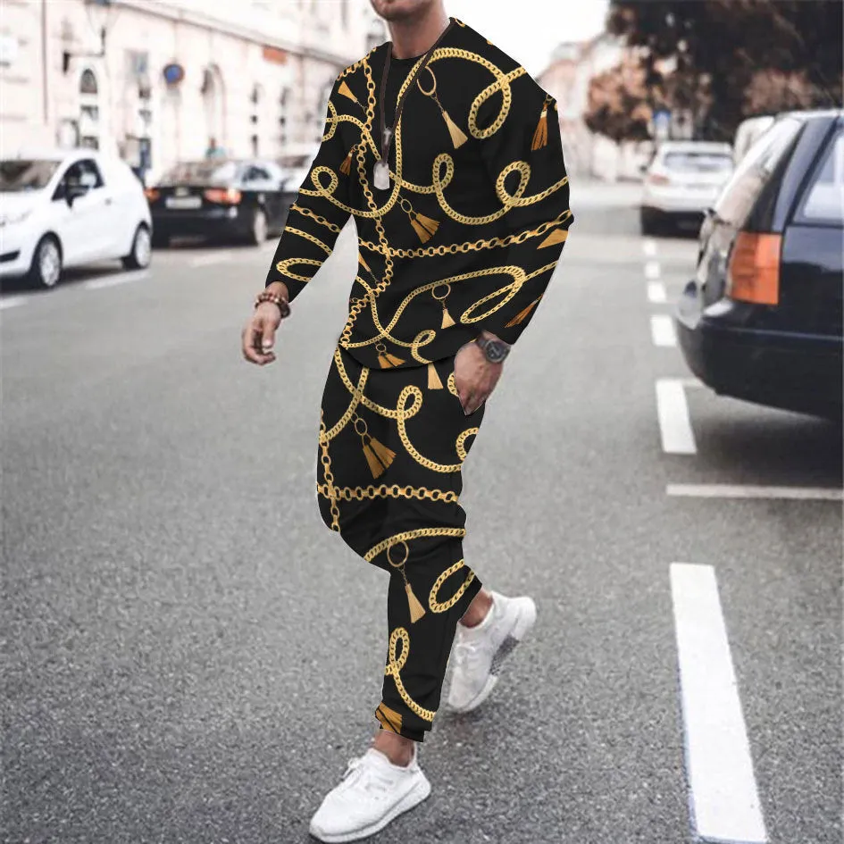 Round Neck Long Sleeve T-Shirt & Sports Pants