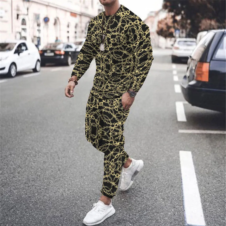 Round Neck Long Sleeve T-Shirt & Sports Pants