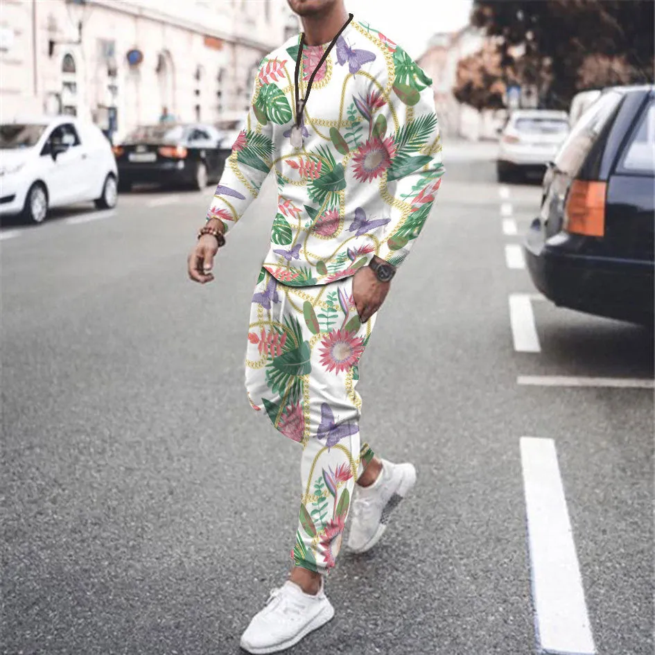Round Neck Long Sleeve T-Shirt & Sports Pants