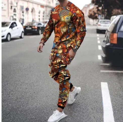 Round Neck Long Sleeve T-Shirt & Sports Pants