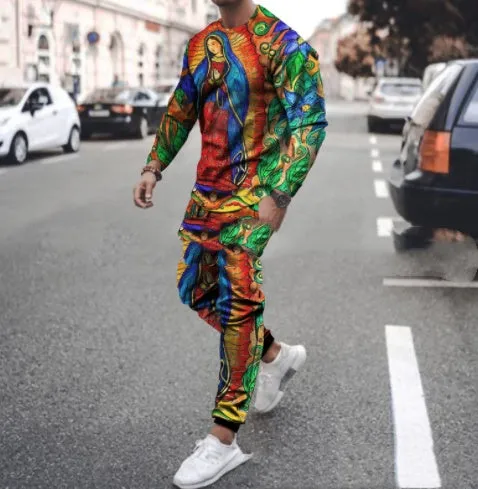 Round Neck Long Sleeve T-Shirt & Sports Pants