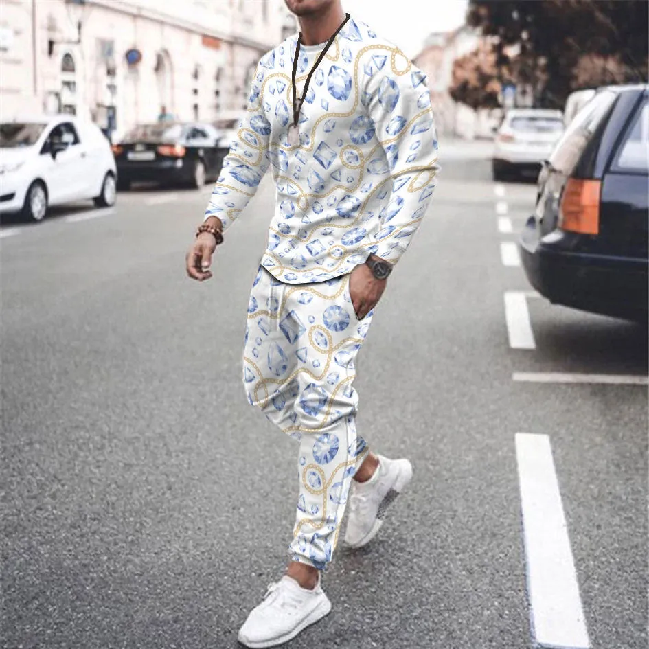 Round Neck Long Sleeve T-Shirt & Sports Pants