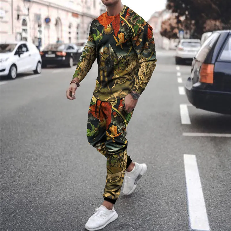 Round Neck Long Sleeve T-Shirt & Sports Pants