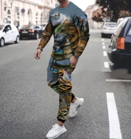 Round Neck Long Sleeve T-Shirt & Sports Pants