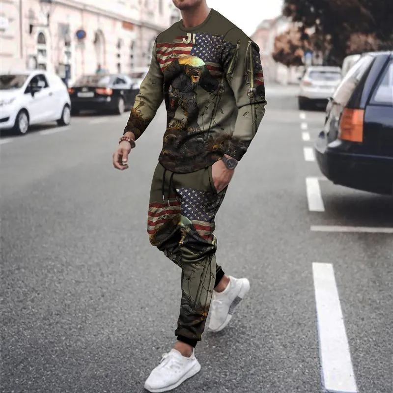 Round Neck Long Sleeve T-Shirt & Sports Pants
