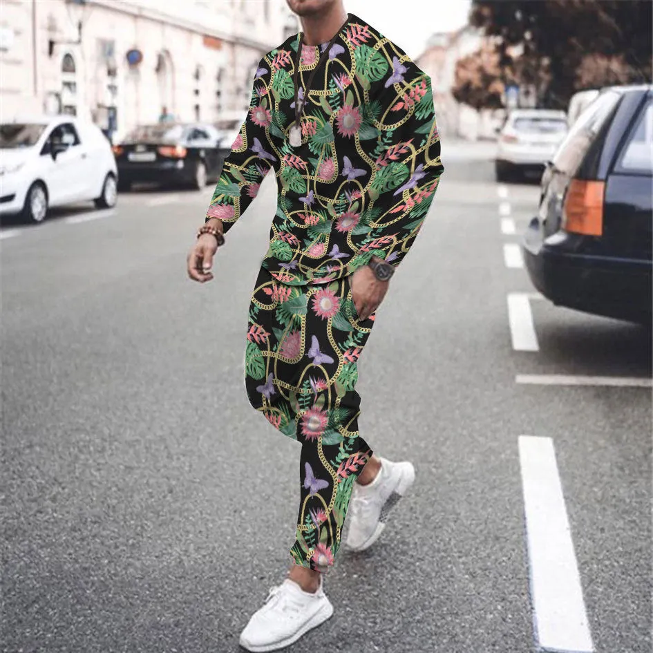 Round Neck Long Sleeve T-Shirt & Sports Pants