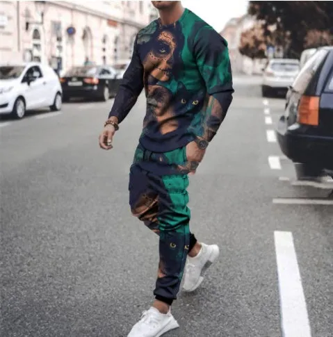 Round Neck Long Sleeve T-Shirt & Sports Pants