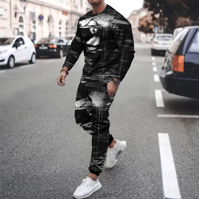Round Neck Long Sleeve T-Shirt & Sports Pants