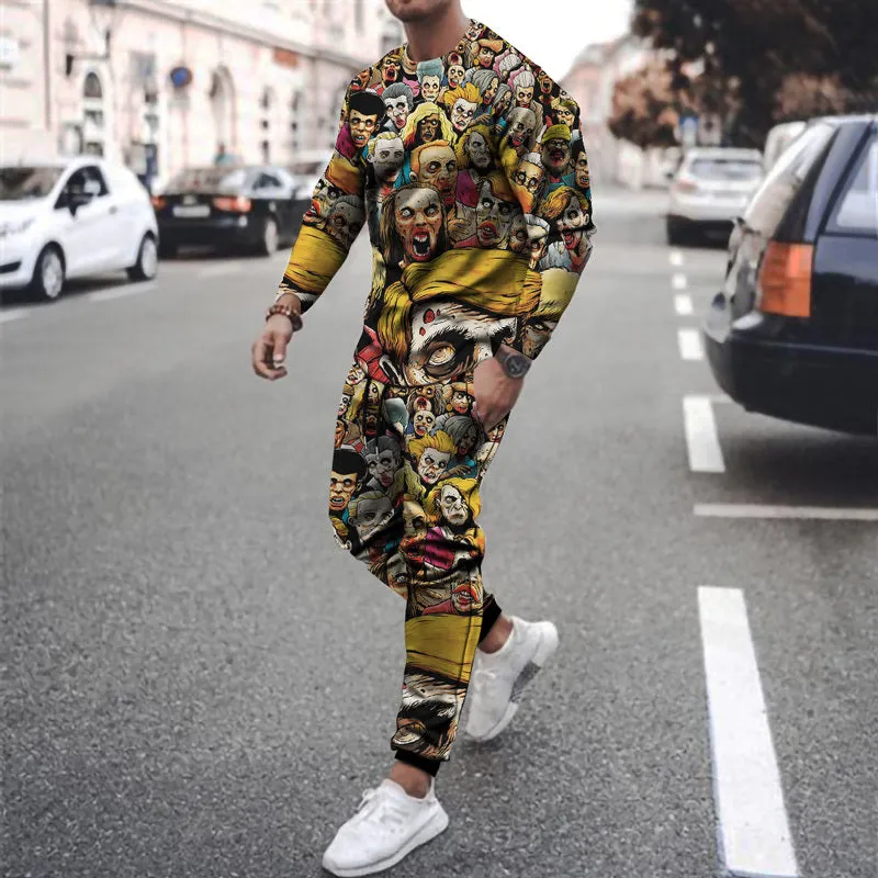 Round Neck Long Sleeve T-Shirt & Sports Pants