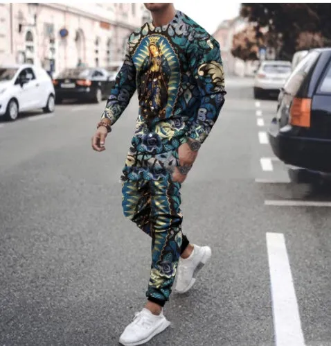 Round Neck Long Sleeve T-Shirt & Sports Pants