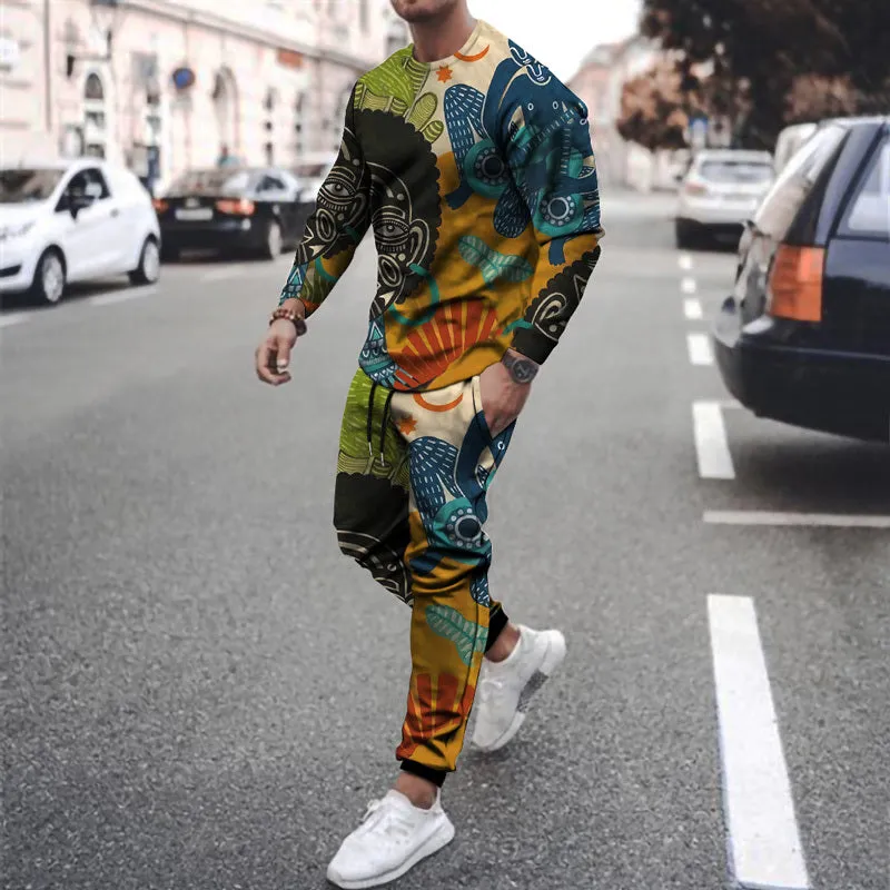 Round Neck Long Sleeve T-Shirt & Sports Pants
