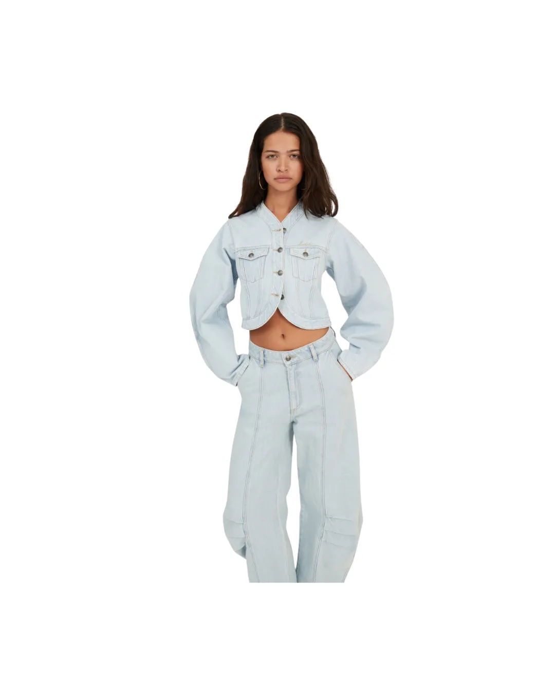 Round Sleeve Denim Jacket