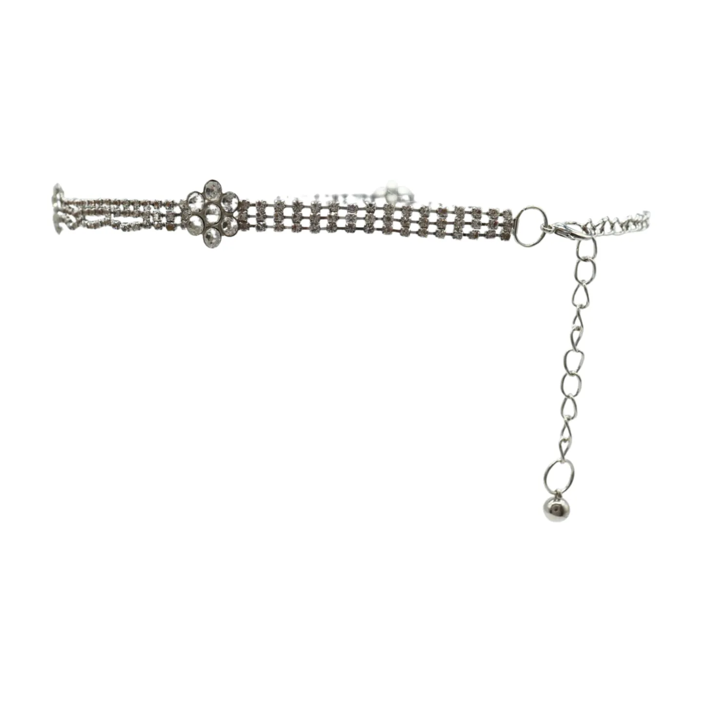 Silver Metal Chain Belt Flower Charm Beads S M L