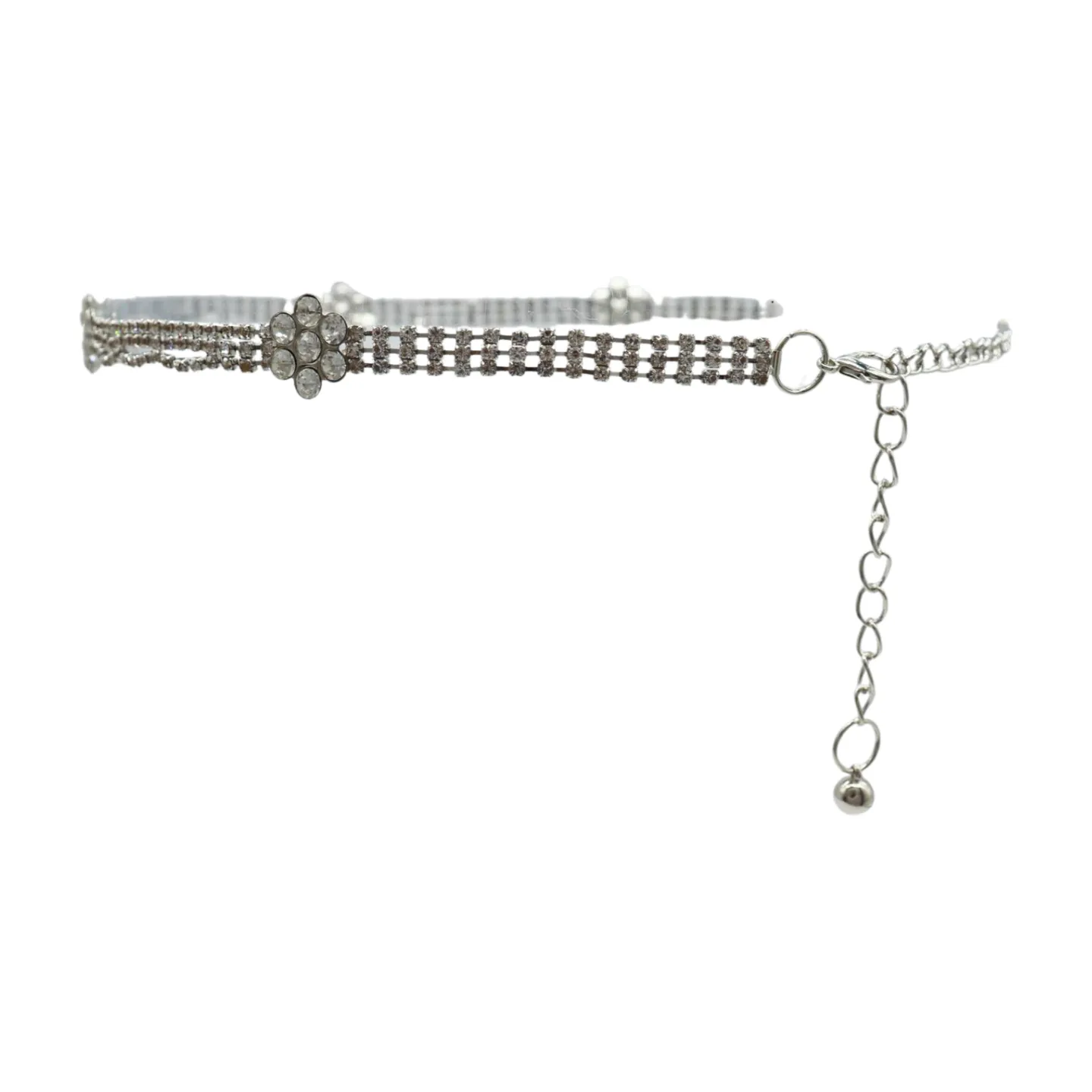 Silver Metal Chain Belt Flower Charm Beads S M L