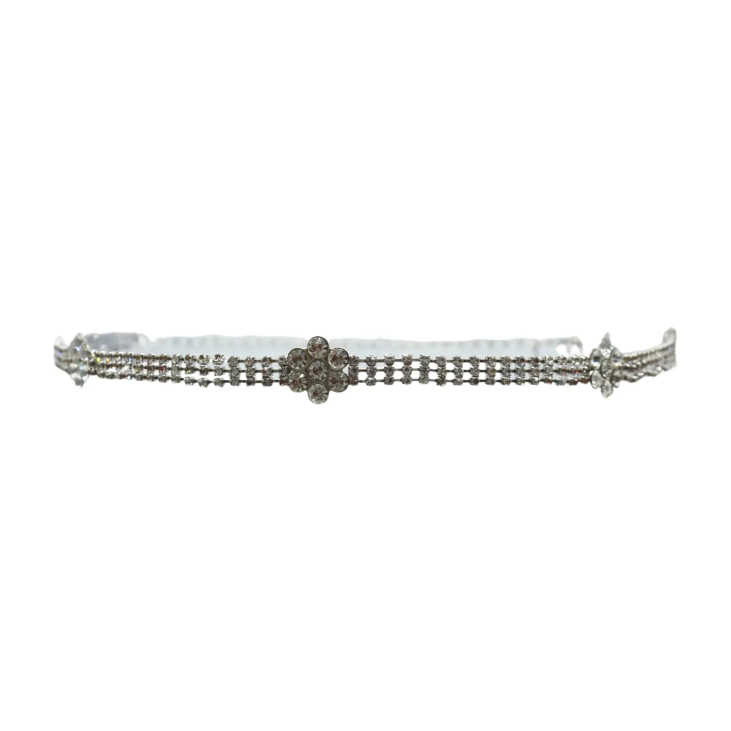Silver Metal Chain Belt Flower Charm Beads S M L