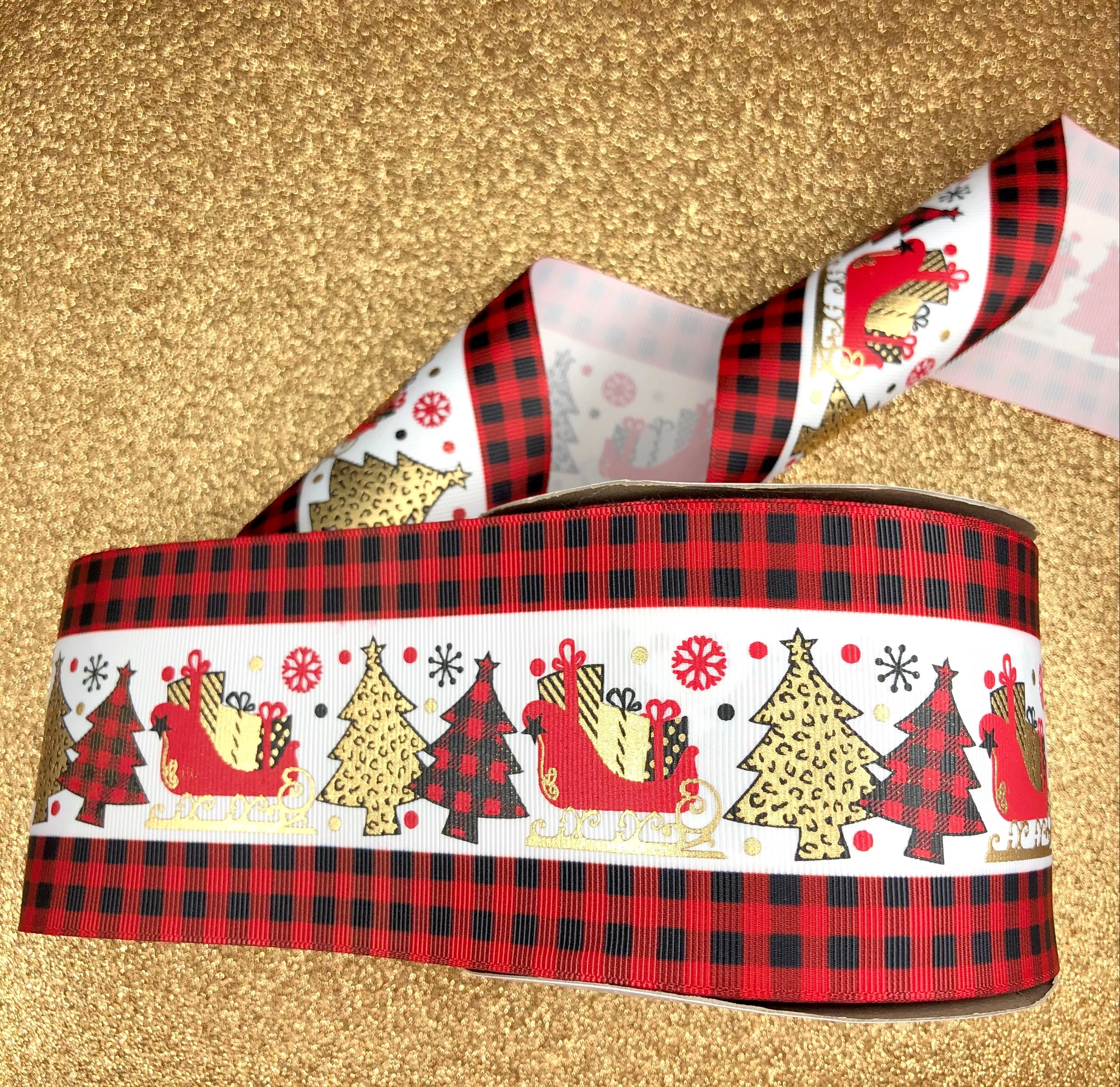 Sleigh All Day Coordinate - Buffalo Plaid - USDR Ribbon 3 Inch