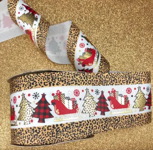 Sleigh All Day Coordinate - Leopard - USDR Ribbon 3 Inch