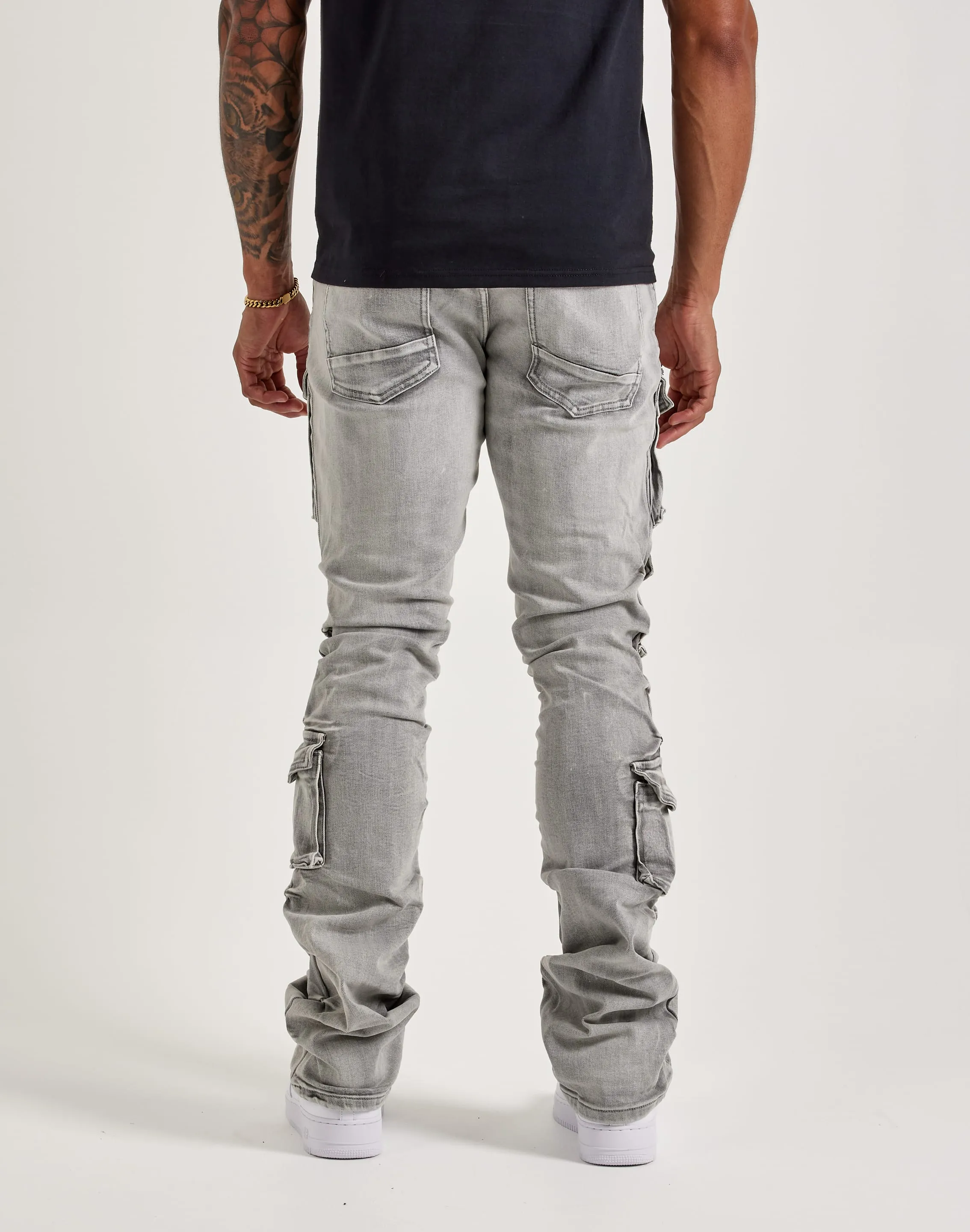 Smoke Rise Utility Pocket Stacked Flare Denim Jeans