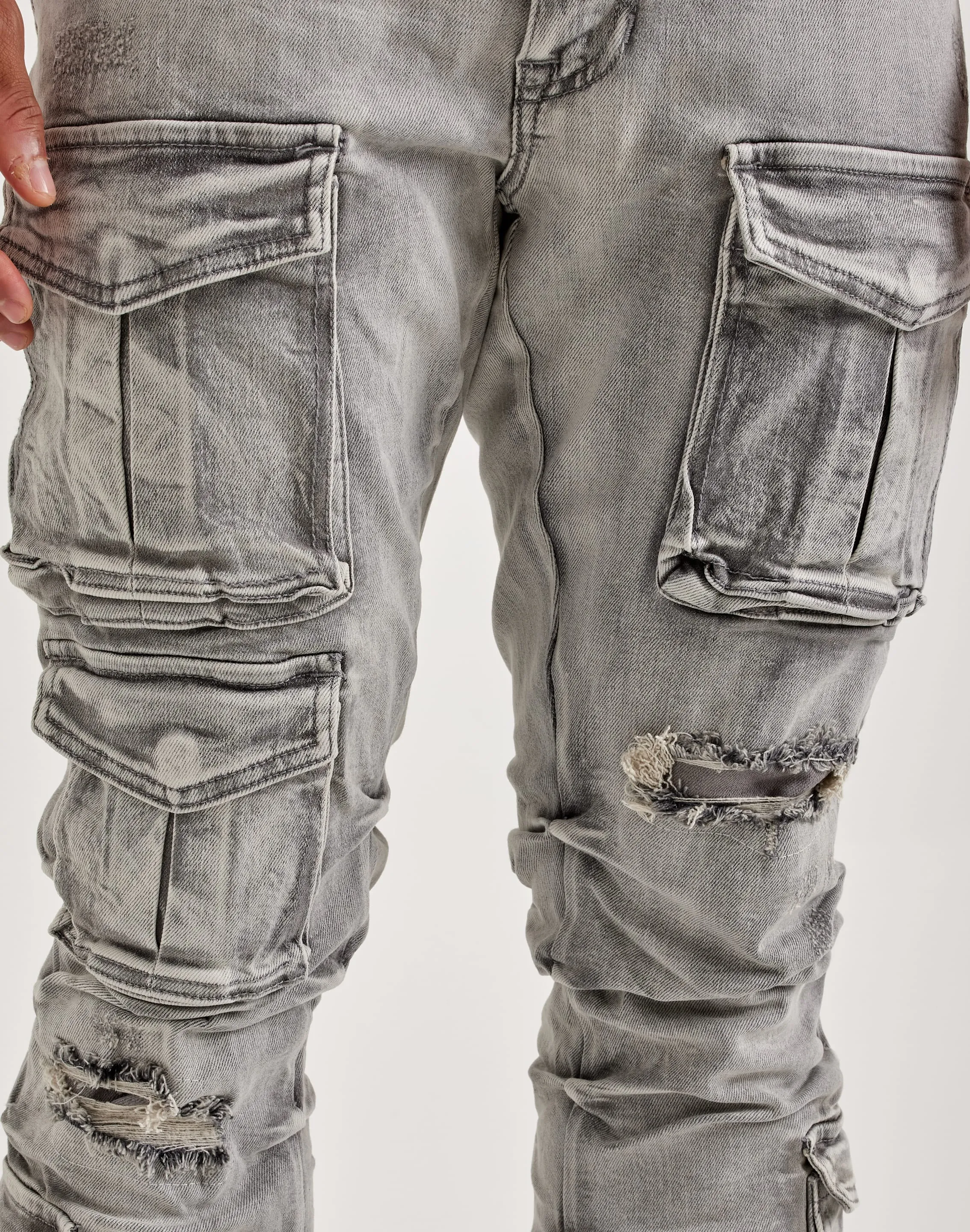 Smoke Rise Utility Pocket Stacked Flare Denim Jeans
