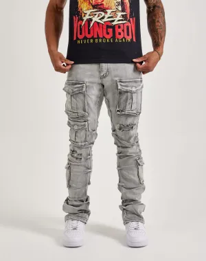 Smoke Rise Utility Pocket Stacked Flare Denim Jeans