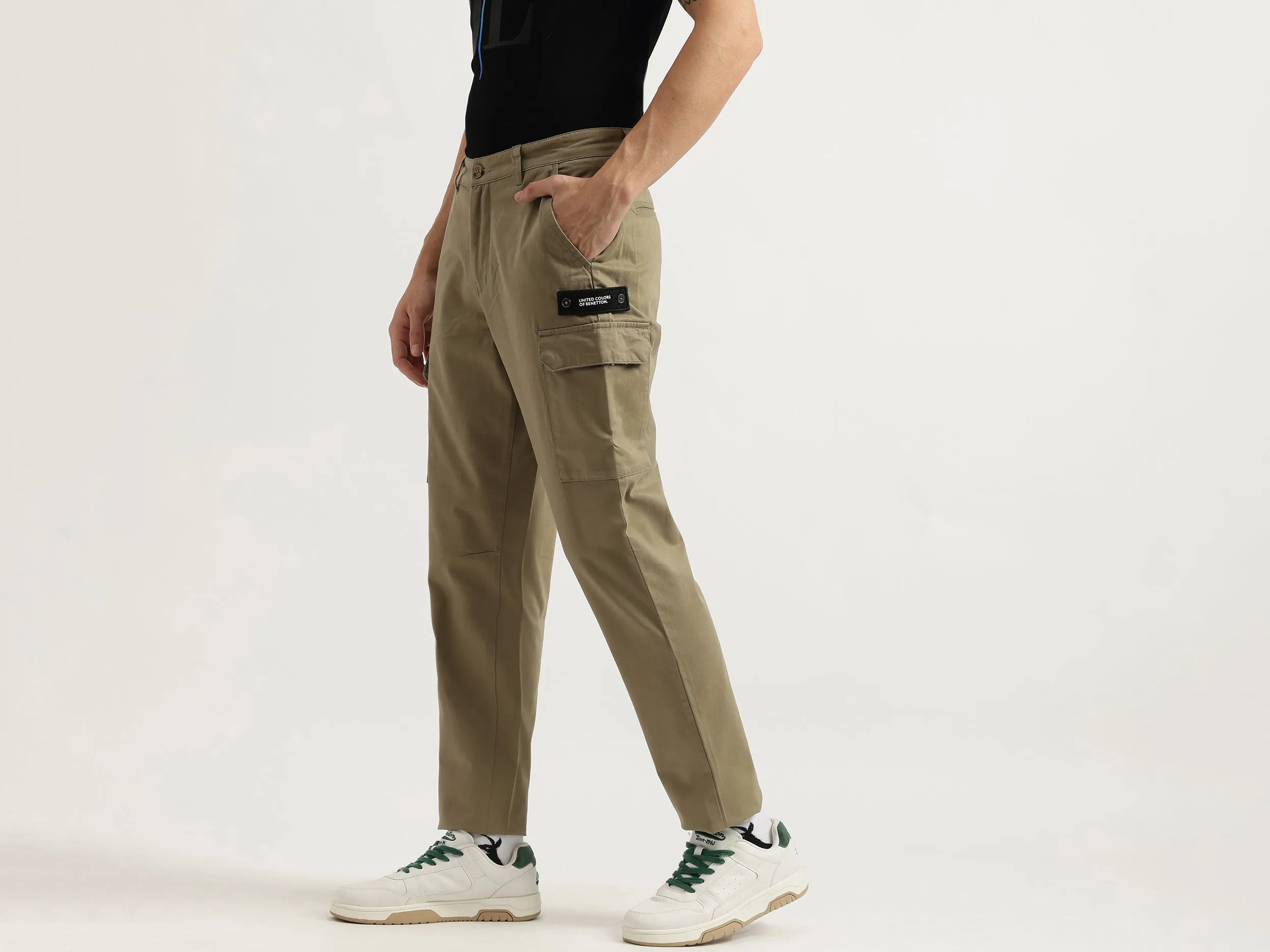 Solid Cargo Fit Trousers