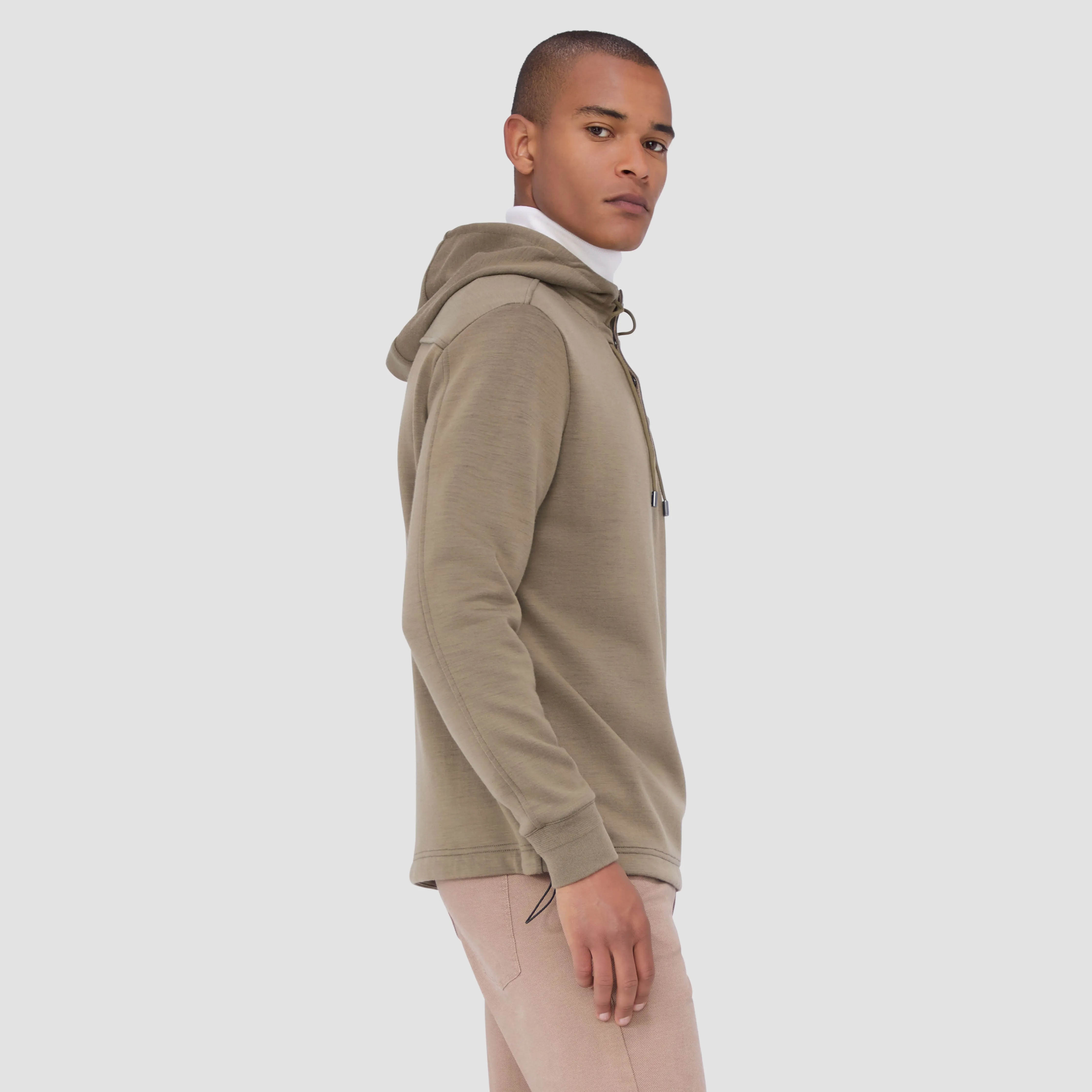Solid Quarter-Zip Pullover Hoodie