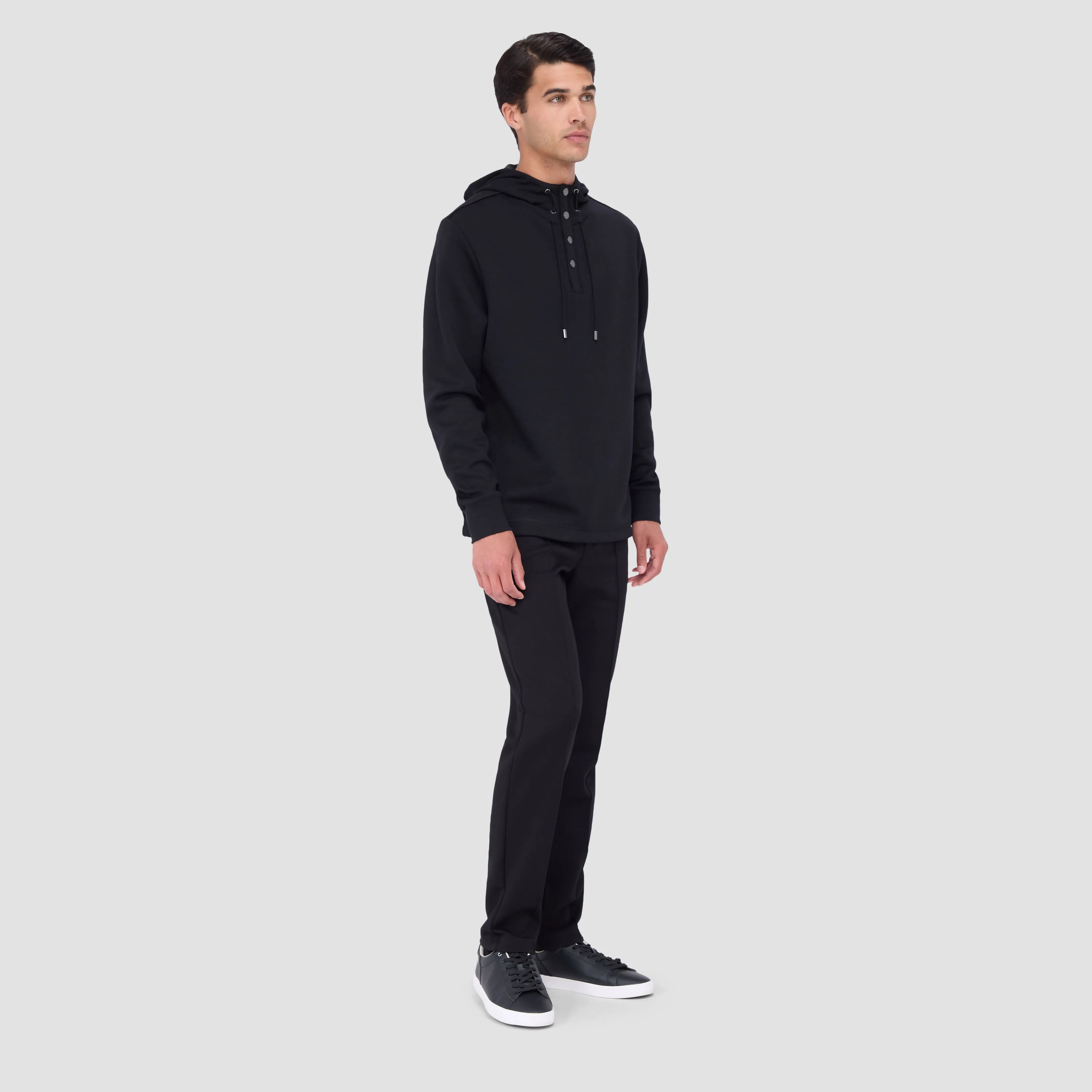 Solid Quarter-Zip Pullover Hoodie