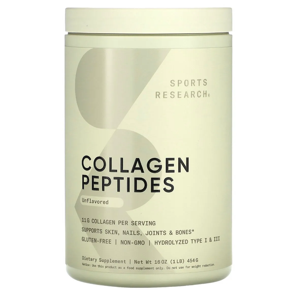 Sports Research Collagen Peptides (16 oz) 454g Unflavored Exp Jan 2028