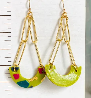 Spring Green Earrings, Spring Color and Design Clay Earrings