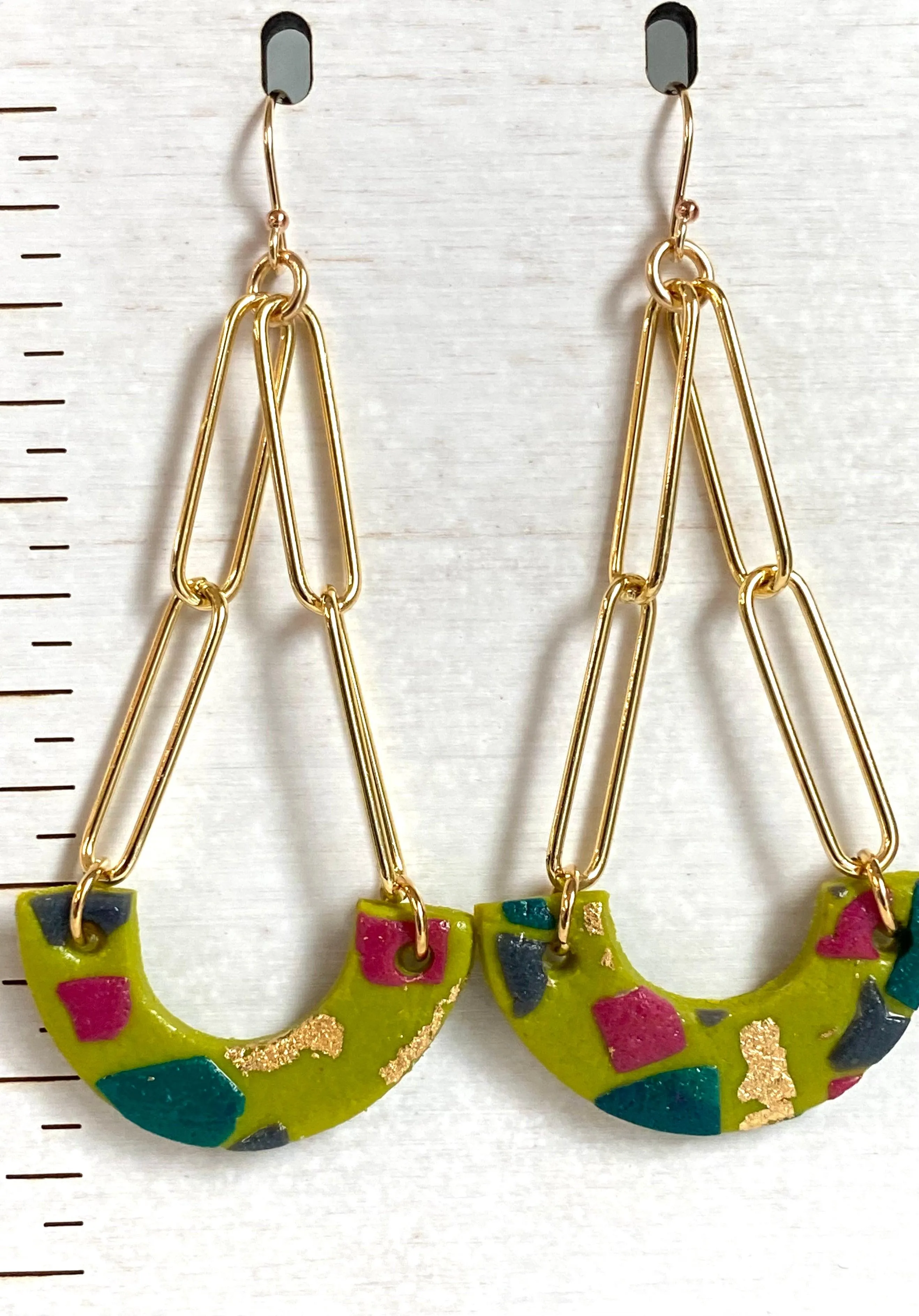 Spring Green Earrings, Spring Color and Design Clay Earrings